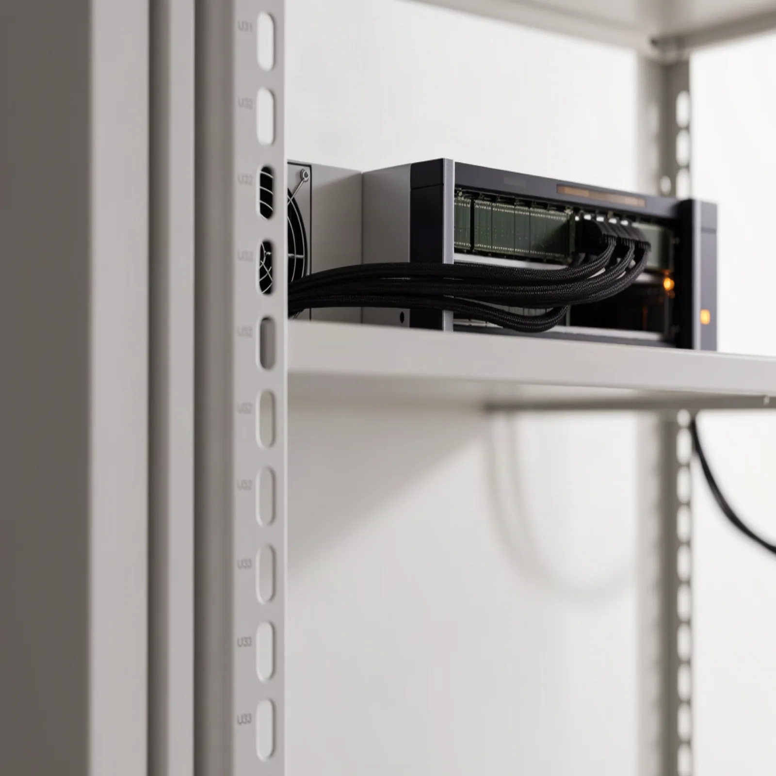 A single GPU node with its side panel open in a small server closet, memory modules and power cables visible under one cool light — the hardware now running MiniMax M3.1 Flash outside its vendor's fleet. Illustration: DeAI