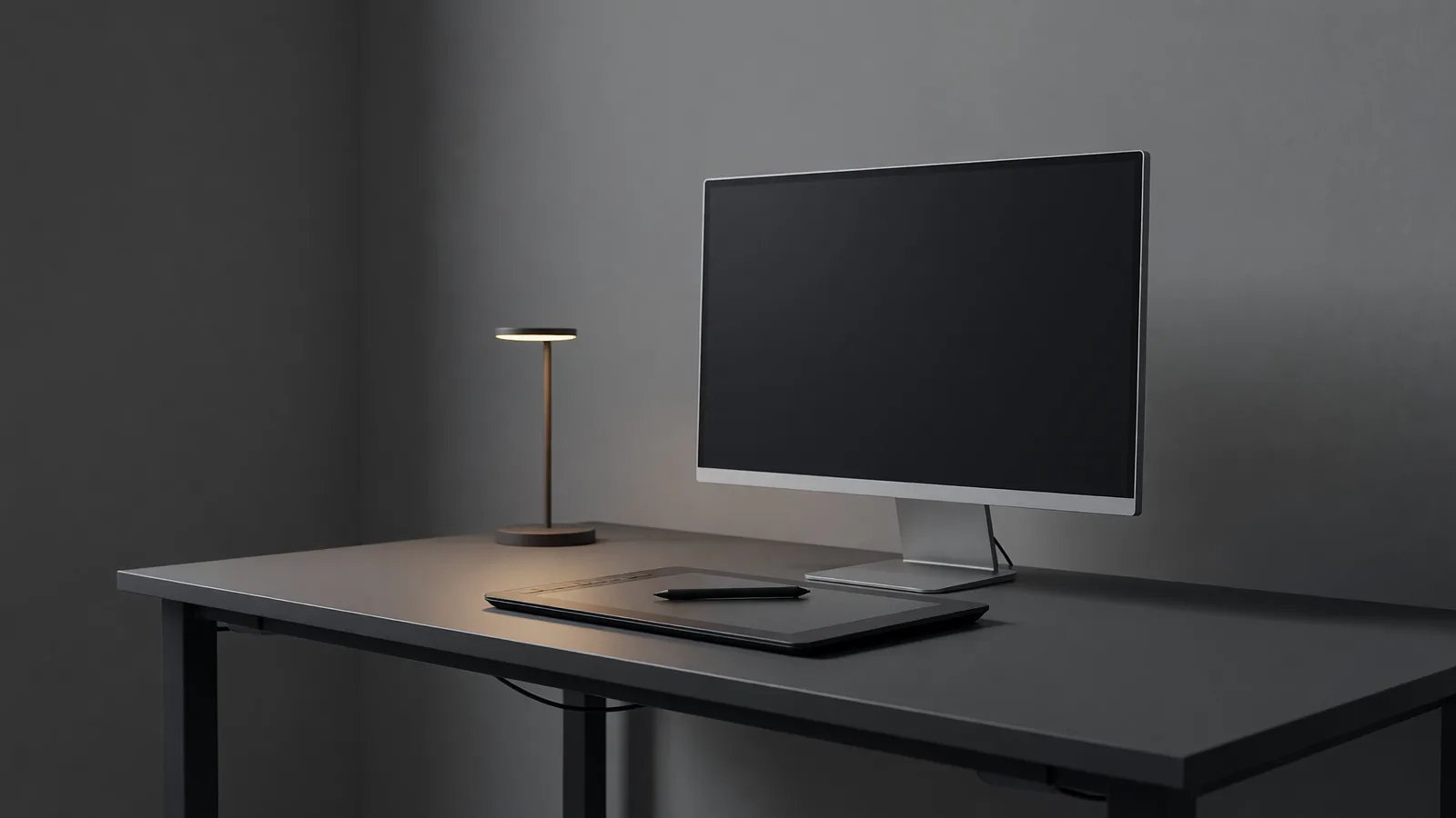 A drawing tablet with a stylus and a monitor sit on a studio desk under one amber lamp, depicting Black Forest Labs' FLUX 3 Image launch and the local image-generation pipelines builders are waiting to run on its promised open weights. Illustration: DeAI