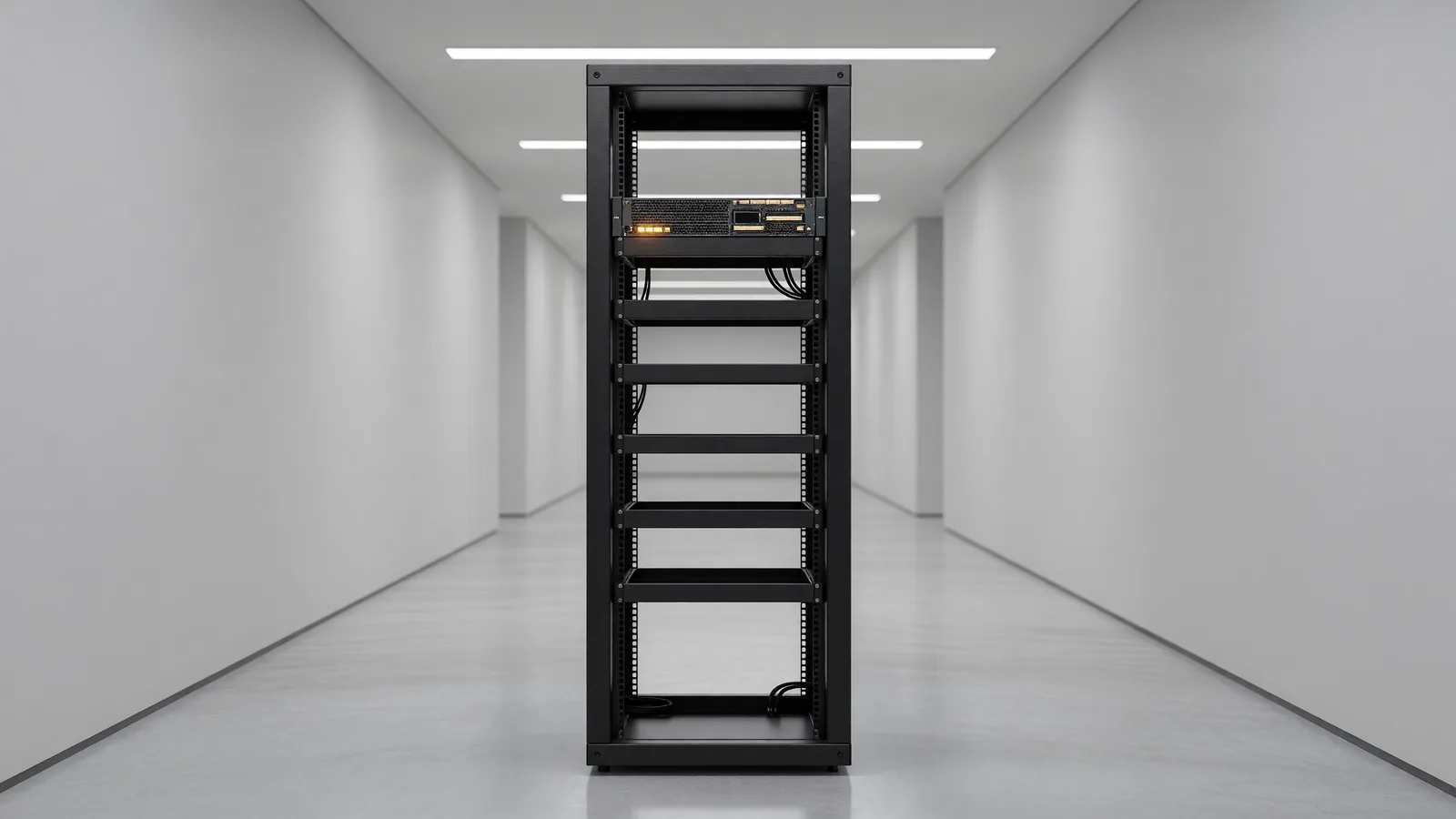 A half-populated server rack in a research lab, the hardware scale-up path behind the Institute of Foundation Models releasing its K2 Horizon open-weight family from 0.9B to 375B parameters. Illustration: DeAI