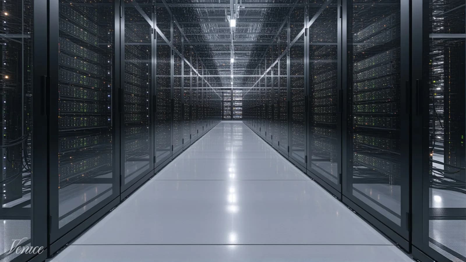 A single tall rack server in a cool, dim European data hall, one amber status light glowing against dark metal panels, depicting the week's lead story: Mistral putting a date on open weights for its trillion-parameter Large 4. Illustration: DeAI